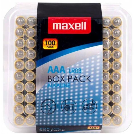 Maxell 790410 - Pack de 100 pilas alcalinas (LR03, AAA, caja micro)