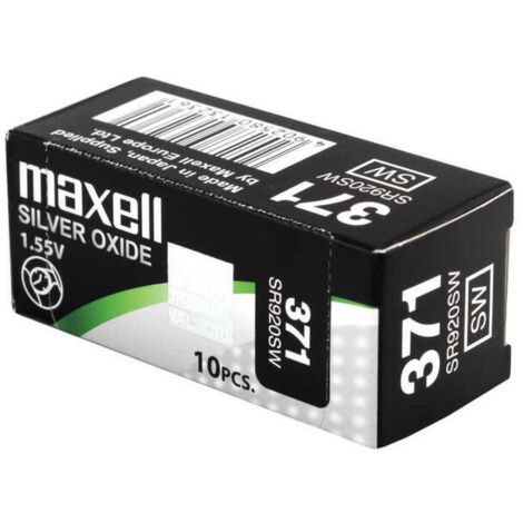 MAXELL MICRO PILAS PLANAS ÓXIDO DE PLATA 1,55V - SR0920SW 371 CAJA 10U