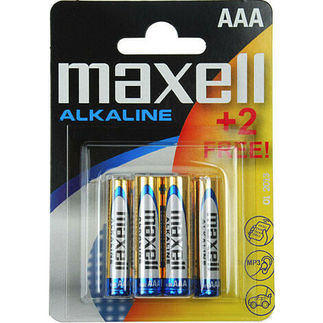 Maxell Pile alcaline Micro LR03 AAA, 4 pièces + 2 gratuites (790240)