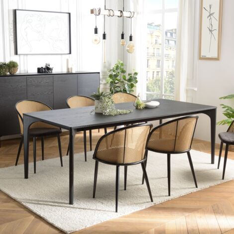 MAXENCE - Table à manger rect. 220x100cm pieds en bois chêne noire