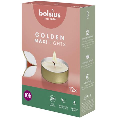 Maxi-bougies chauffe-plat, lot de 18, blanc / coupe dorée