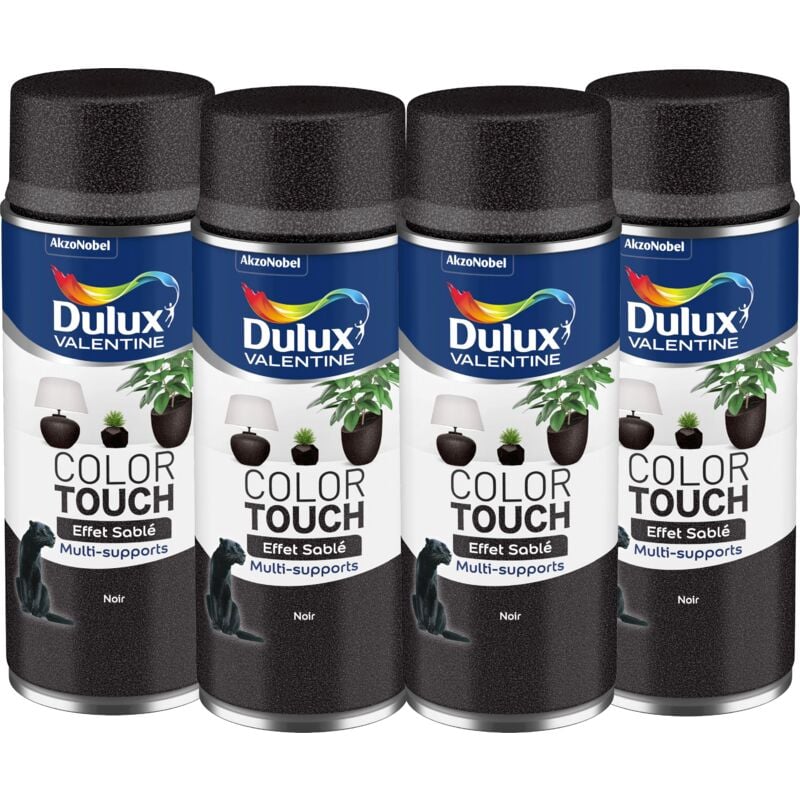 Maxi Pack 4 - Peinture aérosol Color Touch Multi-Supports - Effet Sablé Noir 400 ml Dulux Valentine