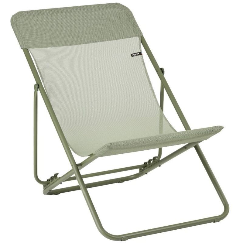 Lafuma Mobilier - Transat Jardin Pliable - Chilienne Multi-positions - Largeur 58cm - Maxi Transat - Batyline® Iso - Vert Moss