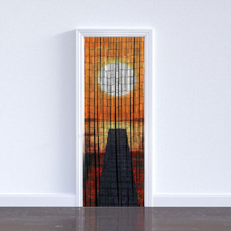 Maximex Bambusvorhang Sonnenuntergang, 90 x 200 cm, Mehrfarbig, Bambus mehrfarbig