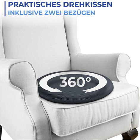 Maximex Drehkissen mit 2 Wechselbezügen, Bequeme Drehung um 360 Grad, Mehrfarbig, Polyester creme, Polyester schwarz, Kunststoff (ABS) schwarz