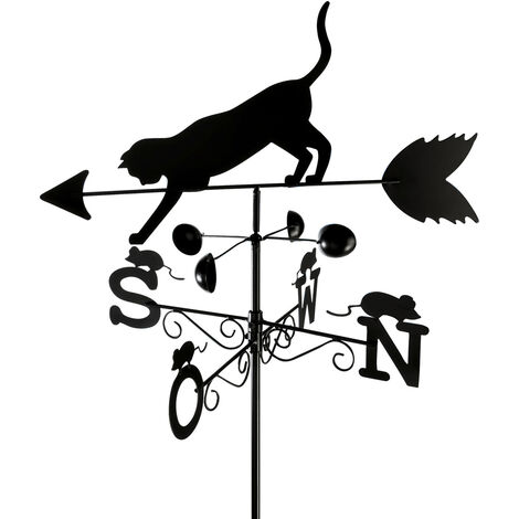 Maximex Wetterfahne Katze, Wetterhahn, Schwarz, lackiertes Metall schwarz