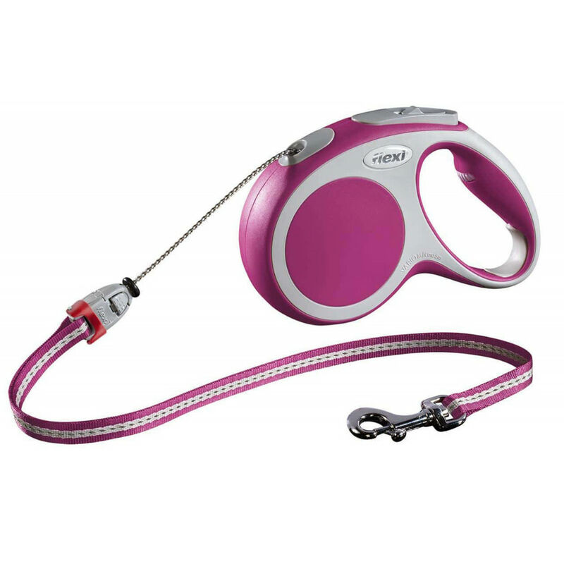 

Máximo 20 kg de cuerda de 5 m. Correa para perros Flexi Vario rosa