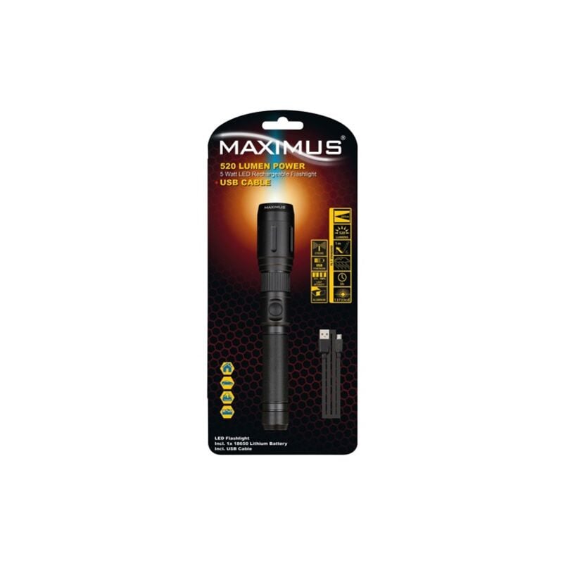 Maximus - Lampe torche rechargeable 520 lumens 5w ip20