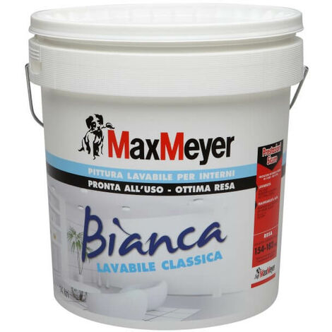 MaxMeyer Bianca, Pittura per Interni Lavabile Monomano 2-in-1, Bianco, 4L