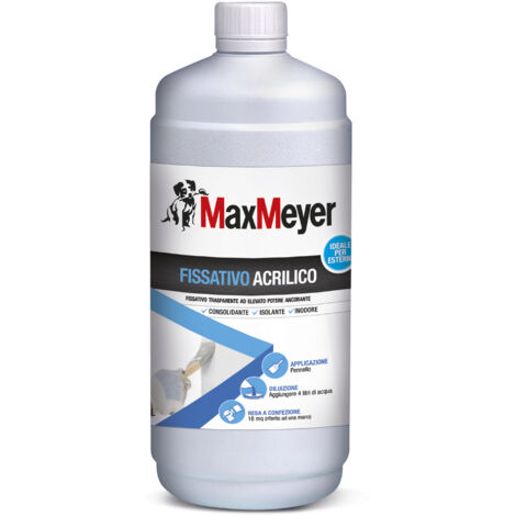 MaxMeyer Fissativo Acrilico per Interni ed Esterni, Trasparente, 1L