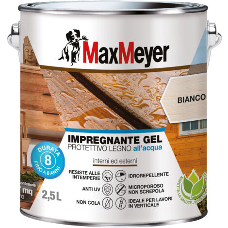 MaxMeyer Impregnante Gel Protettivo Legno All'acqua, Bianco, 2.5L