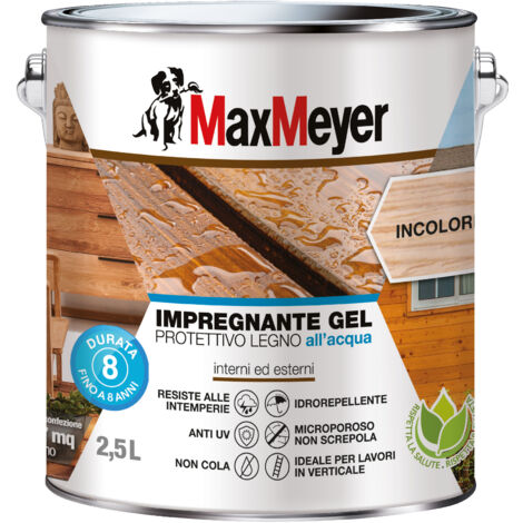 MaxMeyer Impregnante Gel Protettivo Legno All'acqua, Incolore, 2.5L