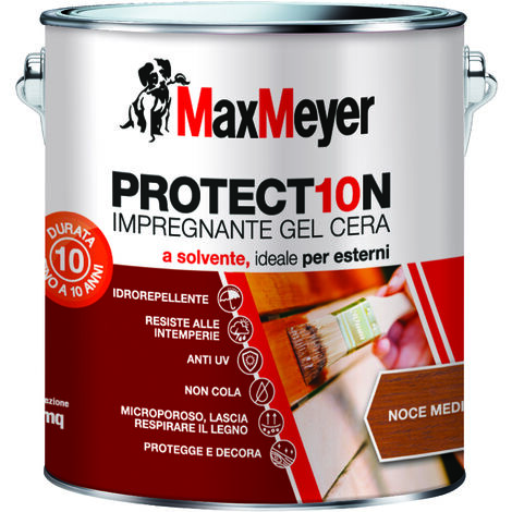MaxMeyer PROTECT10N, Impregnante a Solvente per Esterni, Noce Medio, 2.5L
