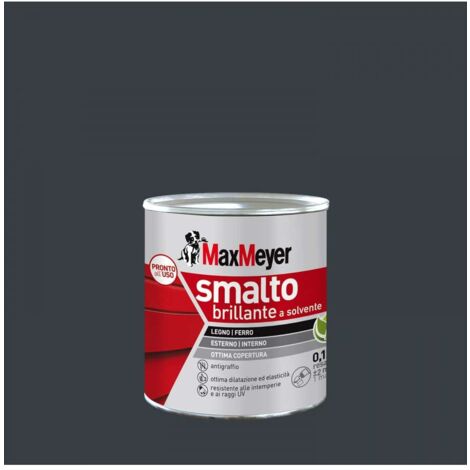 MAXMEYER Smalto a solvente per ferro e legno brillante ANTRACITE R7016 0,125 L
