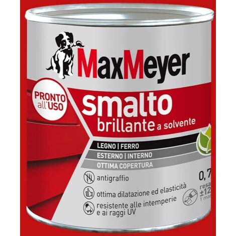 MAXMEYER Smalto a solvente per ferro e legno brillante ROSSO R3020 0,750 L