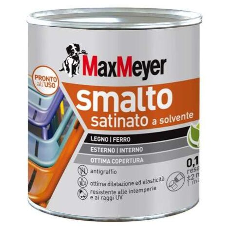 MAXMEYER Smalto a solvente per ferro e legno satinato BIANCO R9010 0,125 L