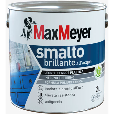 MaxMeyer Smalto All'Acqua Poliuretanico Brillante, Bianco, 2L