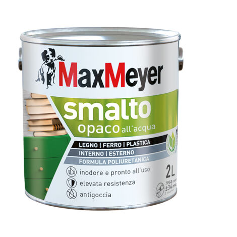 MaxMeyer Smalto All'Acqua Poliuretanico con Finitura Opaca, Nero, 2L