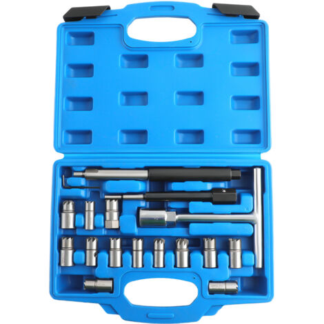 Maxpeedingrods – Coffret de nettoyage injecteurs diesel 17 outils – Compatible Peugeot, Citroën, BMW – Structure durable pour réparation précise
