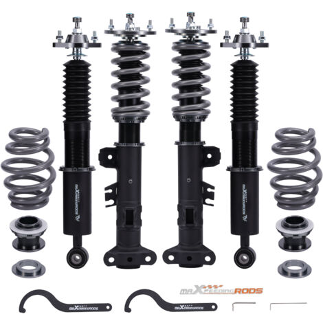 Maxpeedingrods – Kit de combinés filetés pour BMW E36 – Amortisseurs double tube réglables – Abaissement 1-3 pouces – 24 niveaux d'amortissement - 318is