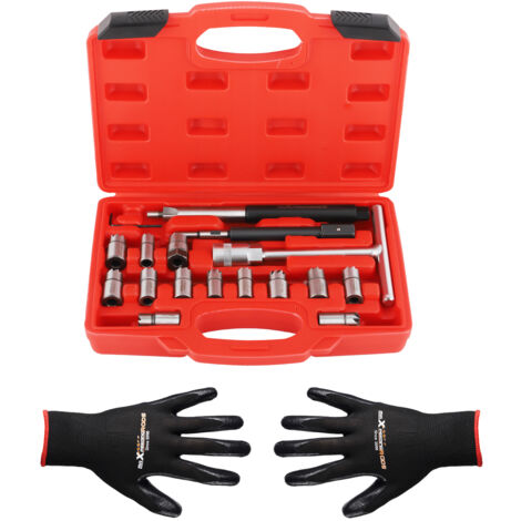 Maxpeedingrods – Kit de nettoyage sièges d'injecteur diesel 17 pièces – Acier au carbone – Compatible BMW, Peugeot, Citroën, Ford – Pour décarbonisation moteur