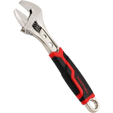 MAXPOWER 8"/200mm Adjustable Wrench with Soft Grip Handle, Extra Wide Adjustable Spanner Wrench with MAX Opening Capacity 30mm