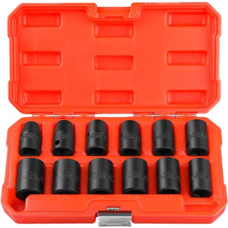 MAXPOWER Jeu de 12 douilles 10 mm-21 mm Douilles 1/2"