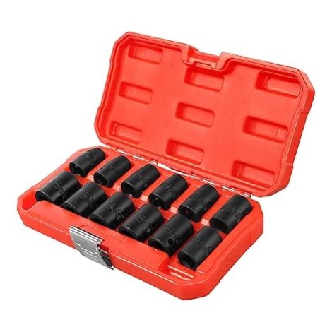 MaxPower Juego de 12 piezas Llaves de Vaso Impacto 1/2" Vasos de Impacto Cr-Mo 10-21mm
