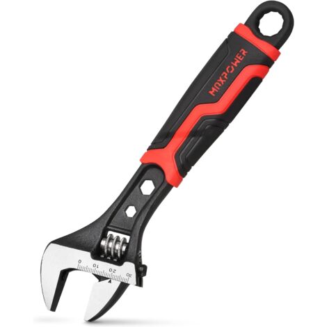 MaxPower Llave Inglesa 200mm, Llave Ajustable Pequeña 3-EN-1 con Capacidad de Apertura Máxima de 30 mm y Mango de Agarre de Goma Suave