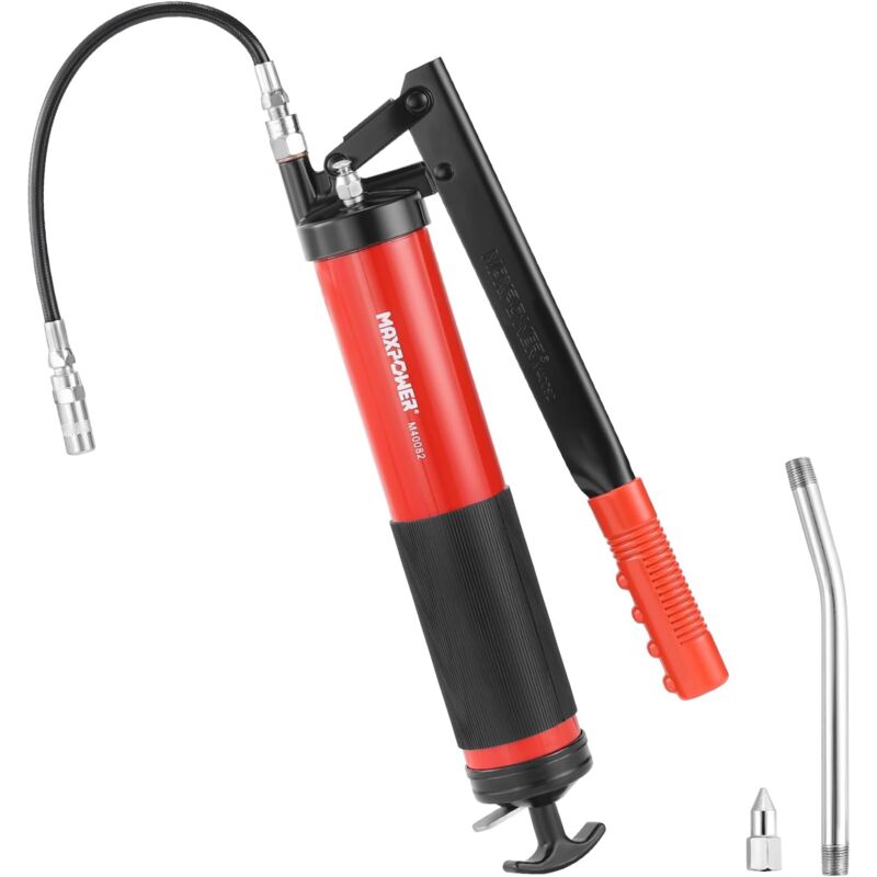 Pistolet à Graisse 10000PSI avec Tuyau Dur et Tuyau Haute Pression 4500PSI Pistolet graisseur à Une Main - Maxpower