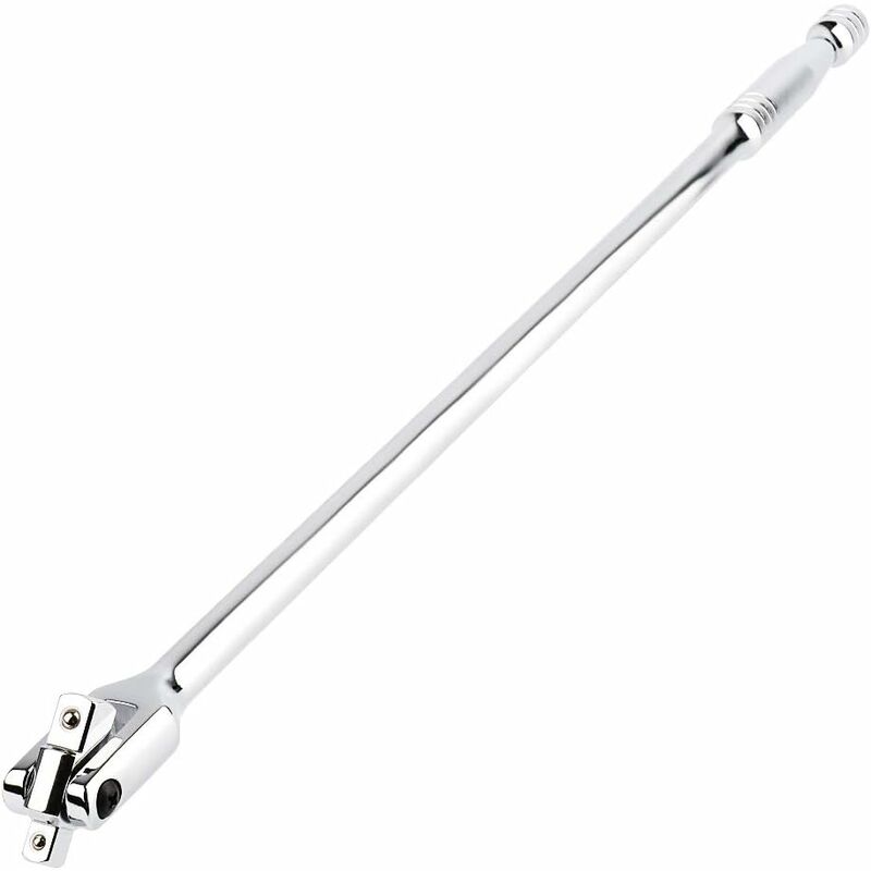 MaxPower Poignée Articulée 1/2" et 3/8" 600mm en Acierau Chrome-Vanadium Barre Poignee 1/2 Demonte Roue Durable-Argent