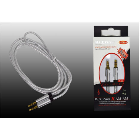 MaxTech - Cavo Audio Jack 3,5mm Am/am 1,5mt Prolunga Aux Per Smartphone Maxtech Aux2-mm1.5m -