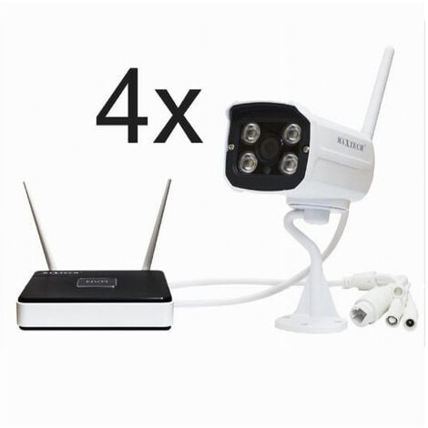 MaxTech - Kit Telecamere Videosorveglianza Wifi Wireless Hd Ip Nvr Fino 100m Maxtech Kit-w001 -