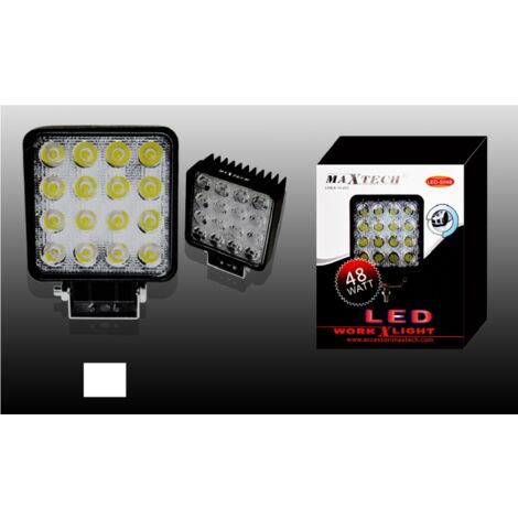 MaxTech - Luci Di Lavoro 48 Watt A Led Da Faro Quadrato Per Auto Barche Maxtech Led-s048 -