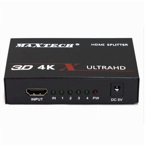 MaxTech - Splitter Sdoppiatore 4 Porte Hdmi Full Hd 1080p Per Tv Ps3 Xbox 3d 4k Maxtech Dk-104c -