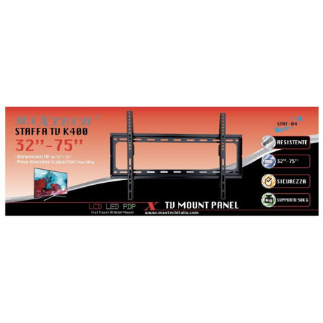 MaxTech - Staffa Supporto Tv Per Muro Televisione 32" - 75" Fino 50 Kg Maxtech Staf-04 -