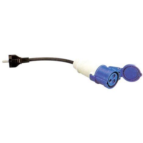 Maxter – Adaptateur électrique 220V – P17 avec configuration 2 phases + 1 terre – Câble 3 x 1,5 mm² – Longueur 40 cm pour camping