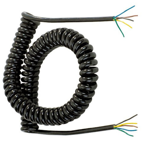 Maxter – Cordon spiralé nu PVC 5 conducteurs – Longueur 7m – Gaine résistante pour environnement extérieur – Sorties de 150 mm pour raccordement propre