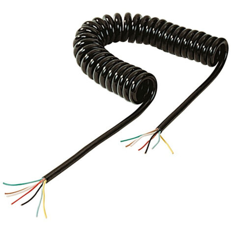Maxter – Rallonge spirale 7 conducteurs 5m – Câble nu 7x0.75 mm² pour remorque – Flexible et résistant pour connexions électriques