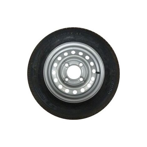 Maxter – Roue de remorque 155/80x13 – 4 trous entraxe 130 mm – Déport +20 mm – Charge max 437 kg – Vitesse max 140 km/h
