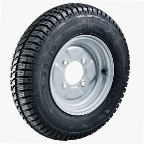 Maxter – Roue de remorque 450x10 – Charge maximale 325 kg – Entraînement 4 trous 115 mm – Vitesse maximale 140 km/h – Pneu nylon - 4TR115