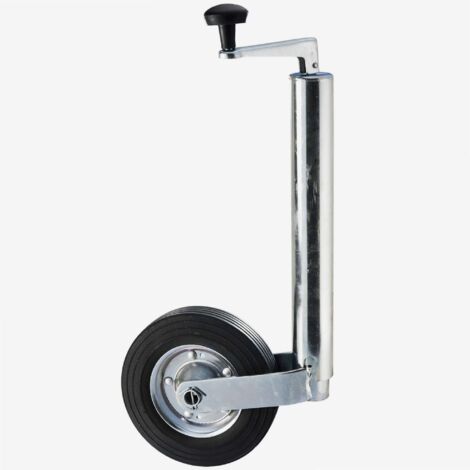 Maxter – Roue jockey 48 mm – Capacité 130 kg – Tube en acier galvanisé – Galet plein 200 mm pour remorque lourde