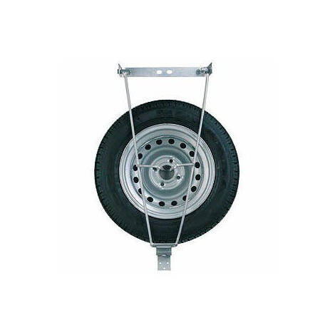 Maxter – Support roue de secours sous-châssis universel pour remorque – Acier galvanisé – Compatible roues 8 à 14 pouces – Dimensions 750 x 360 mm