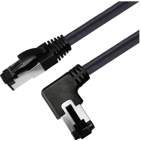 MAXTRACK Cable de connexion Cat 8.1 - TI52-3L, cable LAN pour applications 25GBase-T/40GBase-T/50GBase-T, cable de connexion, cable de réseau Cat. 8.1, connecteur RJ45 droit vers connecteur RJ45 coudé