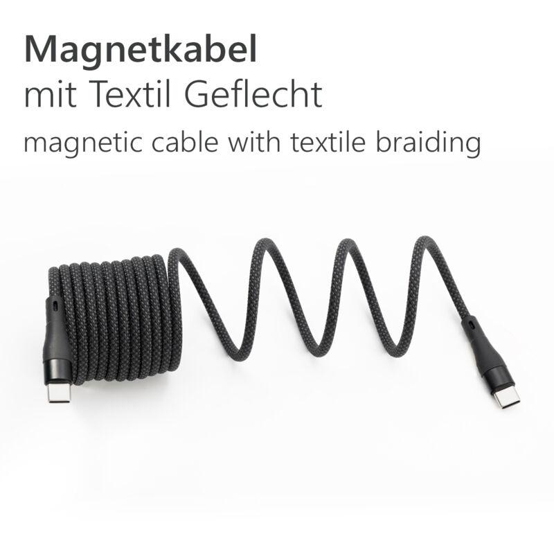 MAXTRACK Cable de charge magnétique USB C - C532-1.5 L, mâle à mâle, charge rapide de 100 W, avec puce E-Marker, supporte QC 3.0, de transfert de