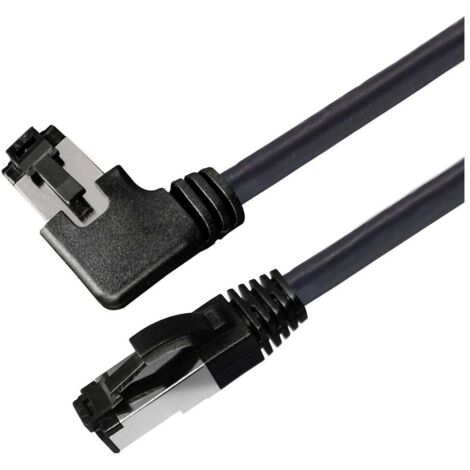 Maxtrack TI51-1,5L RJ45 Câble réseau, câble patch CAT 8.1 S/FTP 1.50 m noir coudé à 90° vers la droite, blindage simple 1 pc(s) Y749373