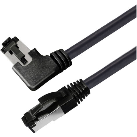 Maxtrack TI51-3L RJ45 Netzwerkkabel, Patchkabel CAT 8.1 S/FTP 3 m Schwarz 90° nach rechts gewinkelt,