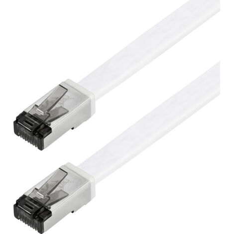 Maxtrack TI56-10L RJ45 Netzwerkkabel, Patchkabel CAT 8.1 U/FTP 10 m Weiß flach 1 St.