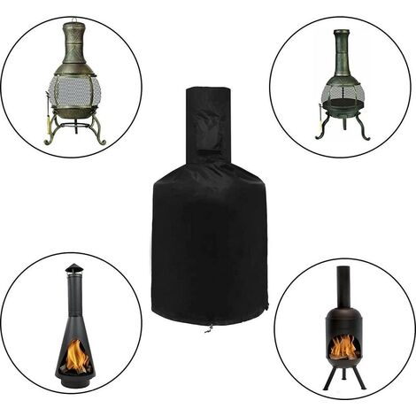 MAXXGARDEN Abdeckung für Gartenkamin Pompei - Feuerstellenabdeckung - Gartenkaminabdeckung - Schwarz