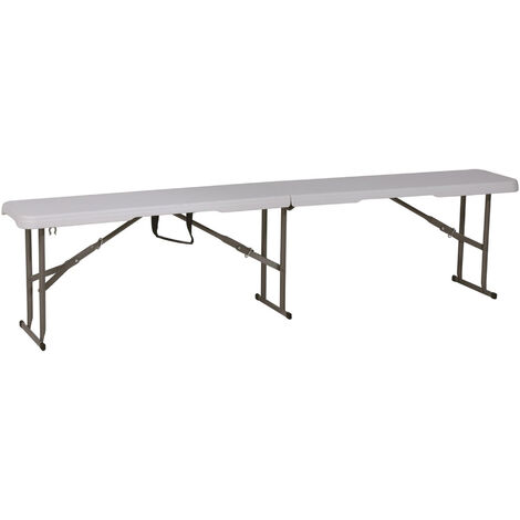 MaxxGarden Banc Pliante 183x28x43 cm - Table de Jardin - Banc Table Camping Pliante - Table Jardin Exterieur - Table Pliable - Blanc